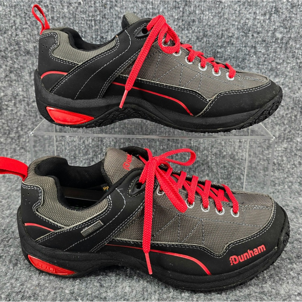 Dunham Hiking Shoes Mens 7.5 Grey Black Red Waterproof Trail Sneakers CH9129